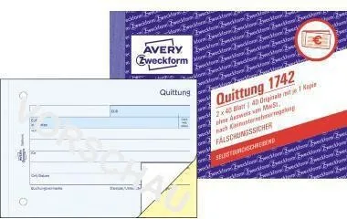 AVERY Zweckform Quittung pour micro-entrepreneur (sans TVA) - Carnet de formulaires 1742
