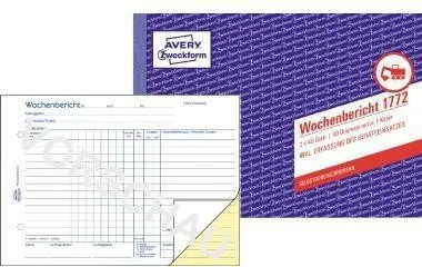 Rapport hebdomadaire Avery Zweckform DIN A5 format paysage à copies multiples 1 copie 2 x 40 feuilles AVERY ZWECKFORM