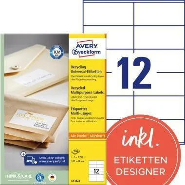 Étiquette Avery Zweckform RC LR3424 105x48 mm blanc 1 200 étiquettes