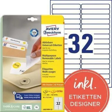 Étiquette Avery Zweckform L6031REV-25 DIN A4 960 étiquettes/paquet