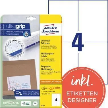 Avery Zweckform Étiquette 6120 105,0 x 148,0 mm blanc 120 pièces/paquet — lot de 120