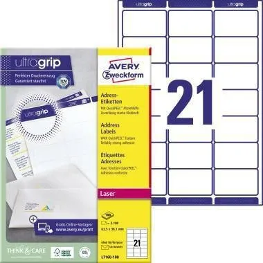 Avery Zweckform étiquette d'adresse L7160-100 ws 2 100 ét./paquet