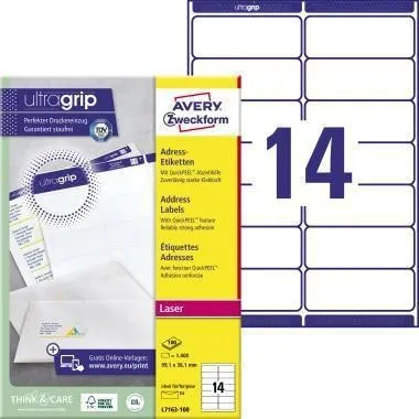 Étiquettes adhésives Avery Zweckform QuickPEEL L7163-100 ws 1 400 étiquettes/pack