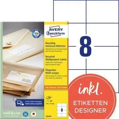 Avery Zweckform étiquettes LR3427 RC 105x74 mm 800 pièces