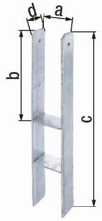 Support de poteau en H GAH Alberts ETA-10/0210 101x300x600x60 mm acier brut TZN - 203917
