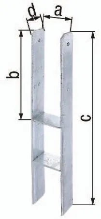 Gah Support de poteau H ETA-10/0210 116x300x600x60mm STA brut TZN
