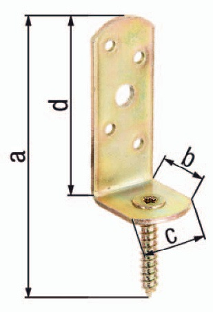 GAH Alberts Support de clôture tressée 115 x 31,5 x 30 x 75 mm galvanisé jaune - forme en L - 213237 — lot de 50 pièces