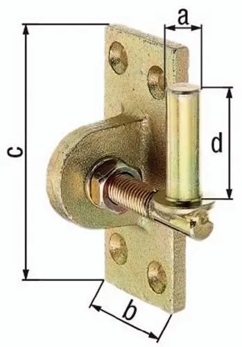 Paumelle Gah pour fixation 16x45mm TZN réglable de 20mm