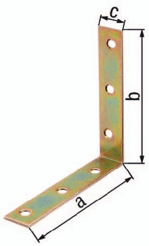 GAH Alberts Équerre de chaise L.60 x 60 mm B.16 mm Ép.1,75 mm STA galvanisée jaune perçage Ø5,5 mm - 339227 — lot de 100 pièces