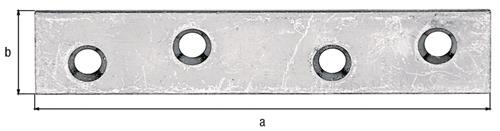 Équerre de fixation plate L. 80 mm x l. 15 mm x ép. 1,75 mm, acier zingué Sendzimir, 4 trous, VPE 100 — lot de 100 pièces