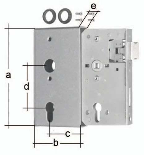 GAH Alberts Boîtier de serrure DIN L/R, dimensions A172xB94xC60 mm, E 40 mm, entraxe 60 mm - 417055