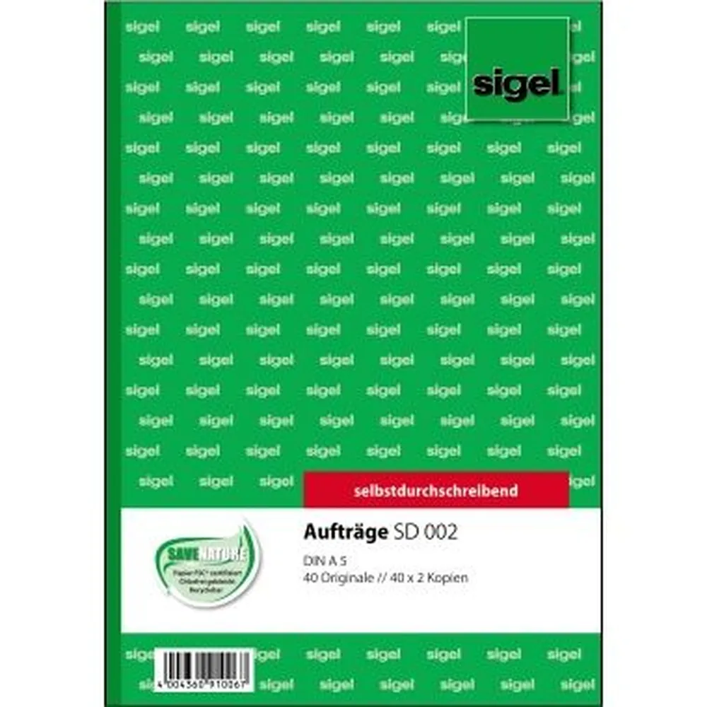 Formulaire de commande SIGEL SD002 DIN A5 auto-carboné 3x40 feuilles