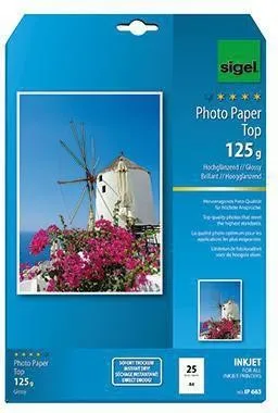 Papier photo Sigel IP663 DIN A4 125 g brillant 25 feuilles/paquet