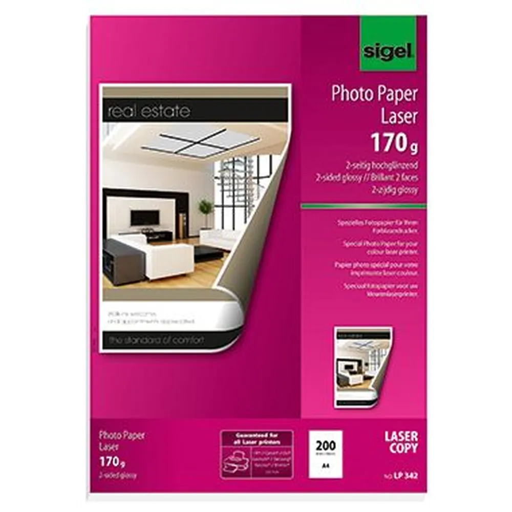 Papier photo SIGEL LP342 DIN A4 170 g blanc 200 feuilles/paquet