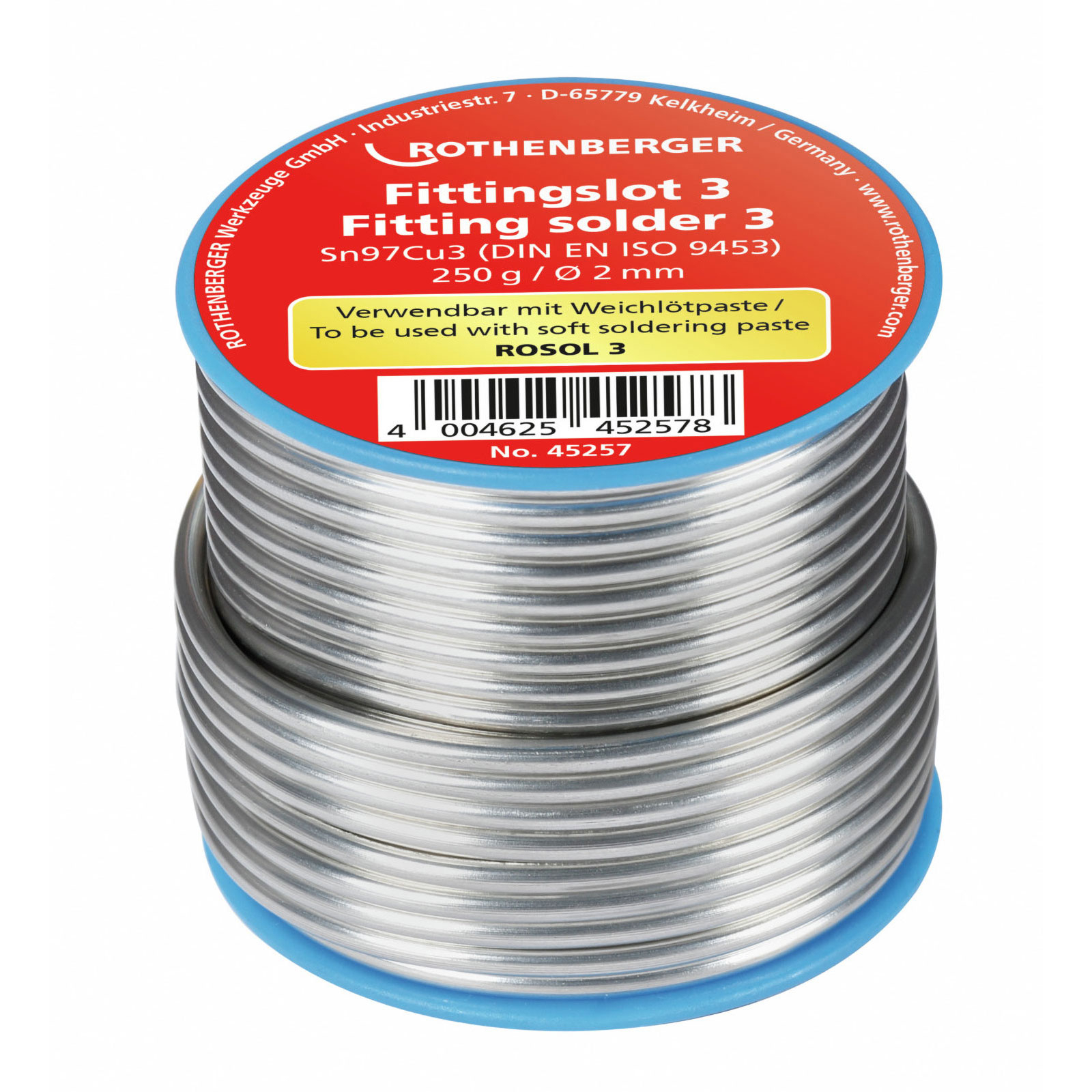 Fil d'étain à souder ROTHENBERGER Fittingslot 3, 3 mm, bobine de 250 g