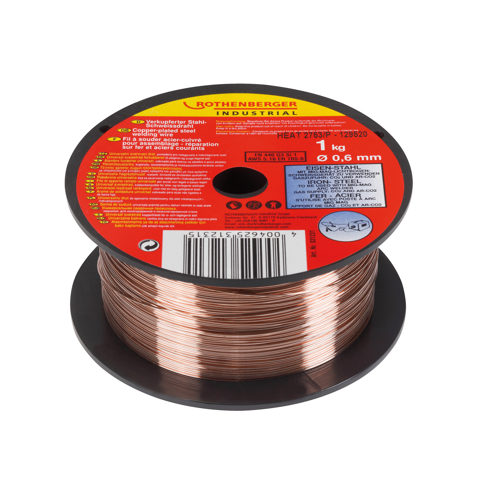 ROTHENBERGER Industrial Fil à souder sous gaz de protection 0,6 mm / 1 kg - 31231
