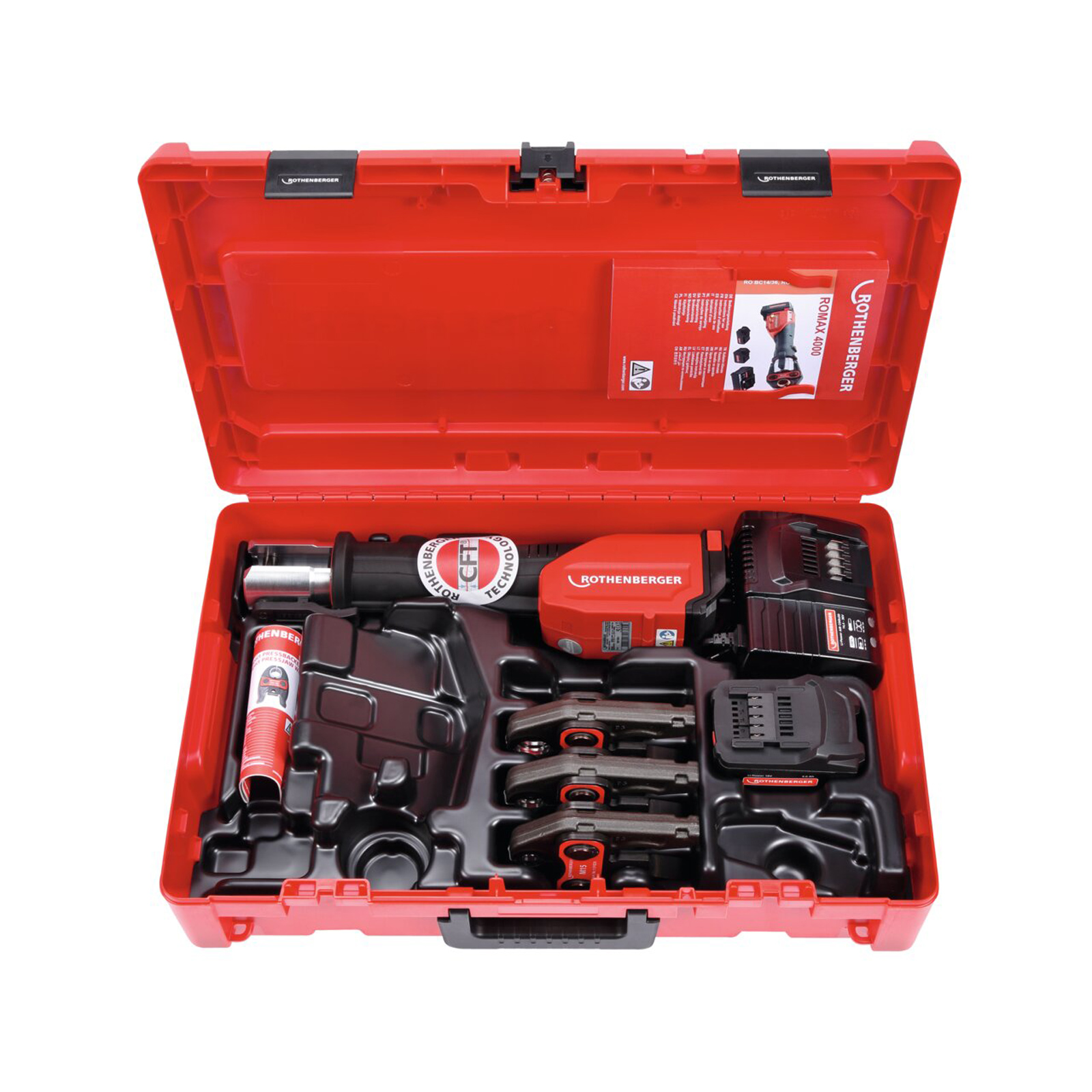Ensemble de presseurs à batterie Rothenberger ROMAX 4000 M15-22-28 mm, 4 Ah, EU CAS