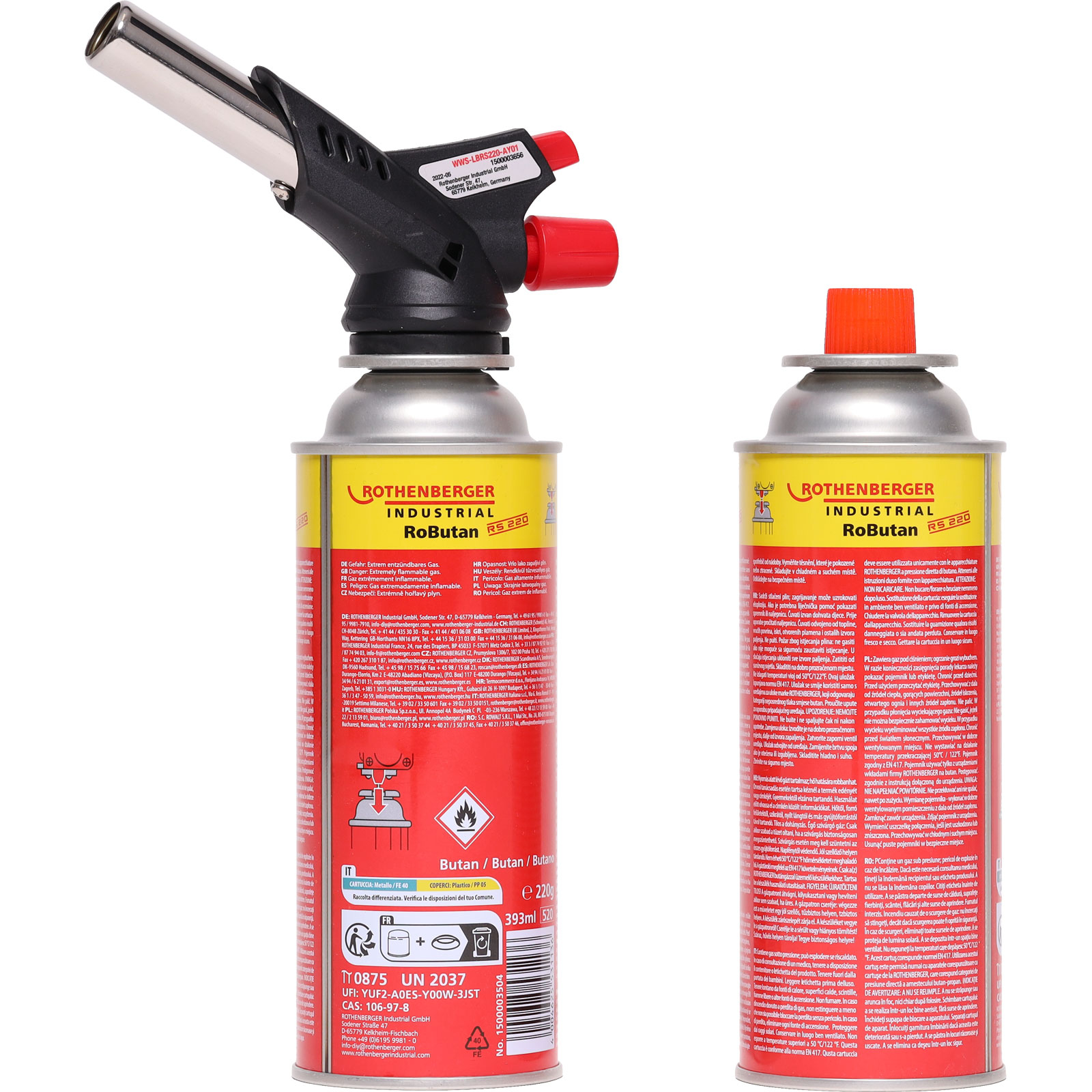 Chalumeau à gaz RS 220 ROTHENBERGER Set incluant 2x cartouche de gaz RoButan 220 ml - 1000003307