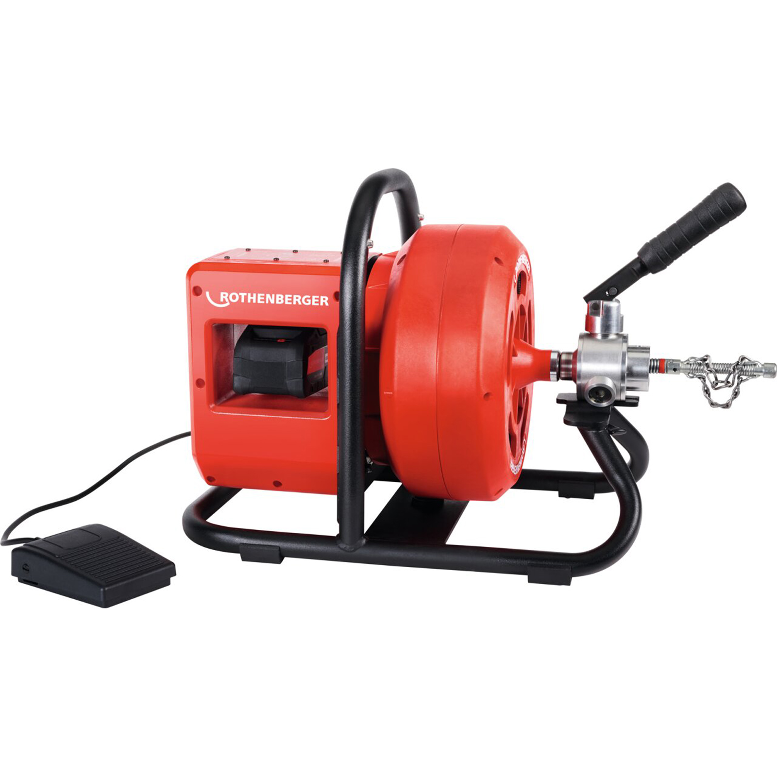 ROTHENBERGER RODRUM VarioClean machine à tambour avec spirale DuraFlex 13 mm / 15 m et coffret outils 16 mm incluant batterie Li-HD 8,0 Ah, 18 V, chargeur - 1000003348