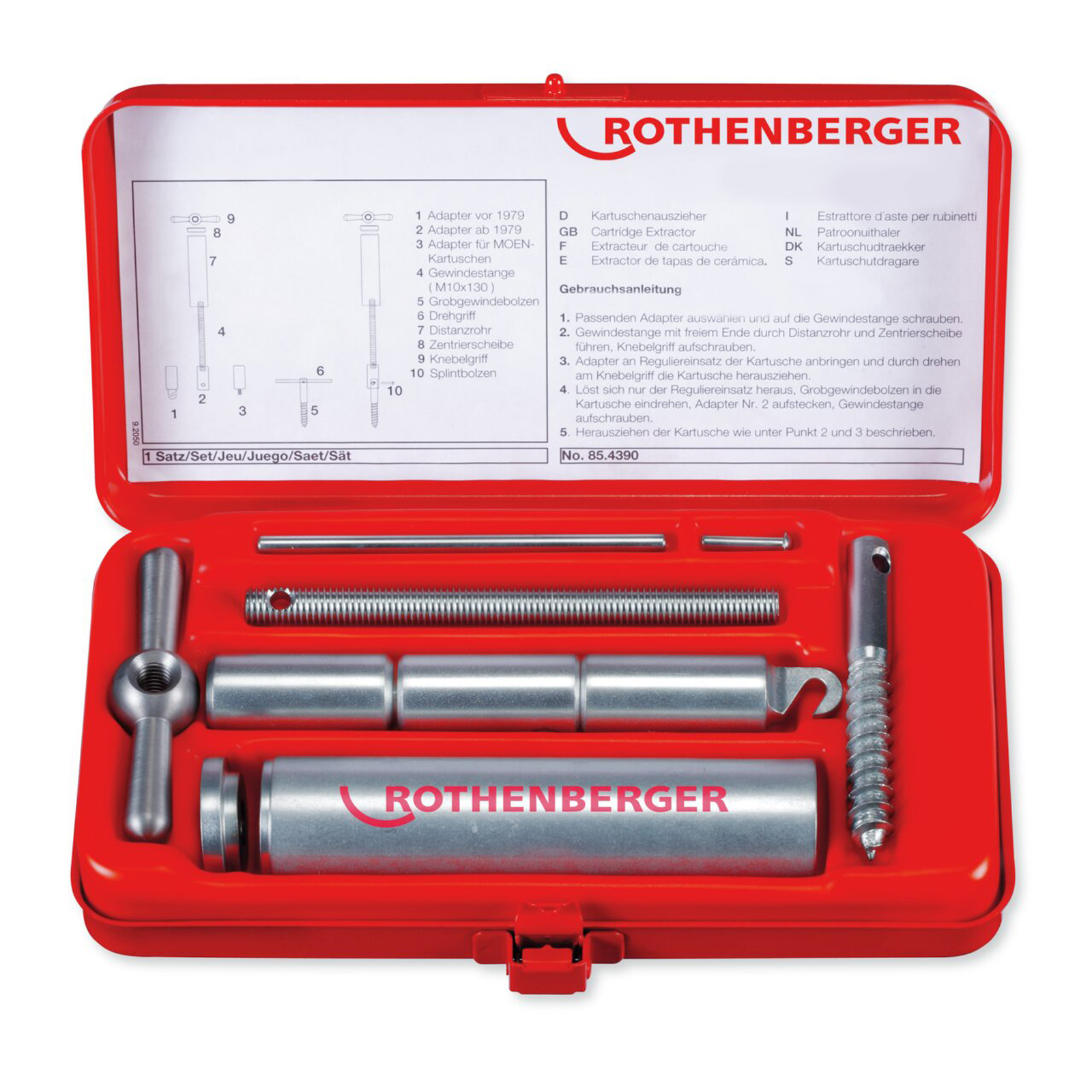 ROTHENBERGER Kit d'extraction de cartouches 9 pièces - 854390 — lot de 9 pièces