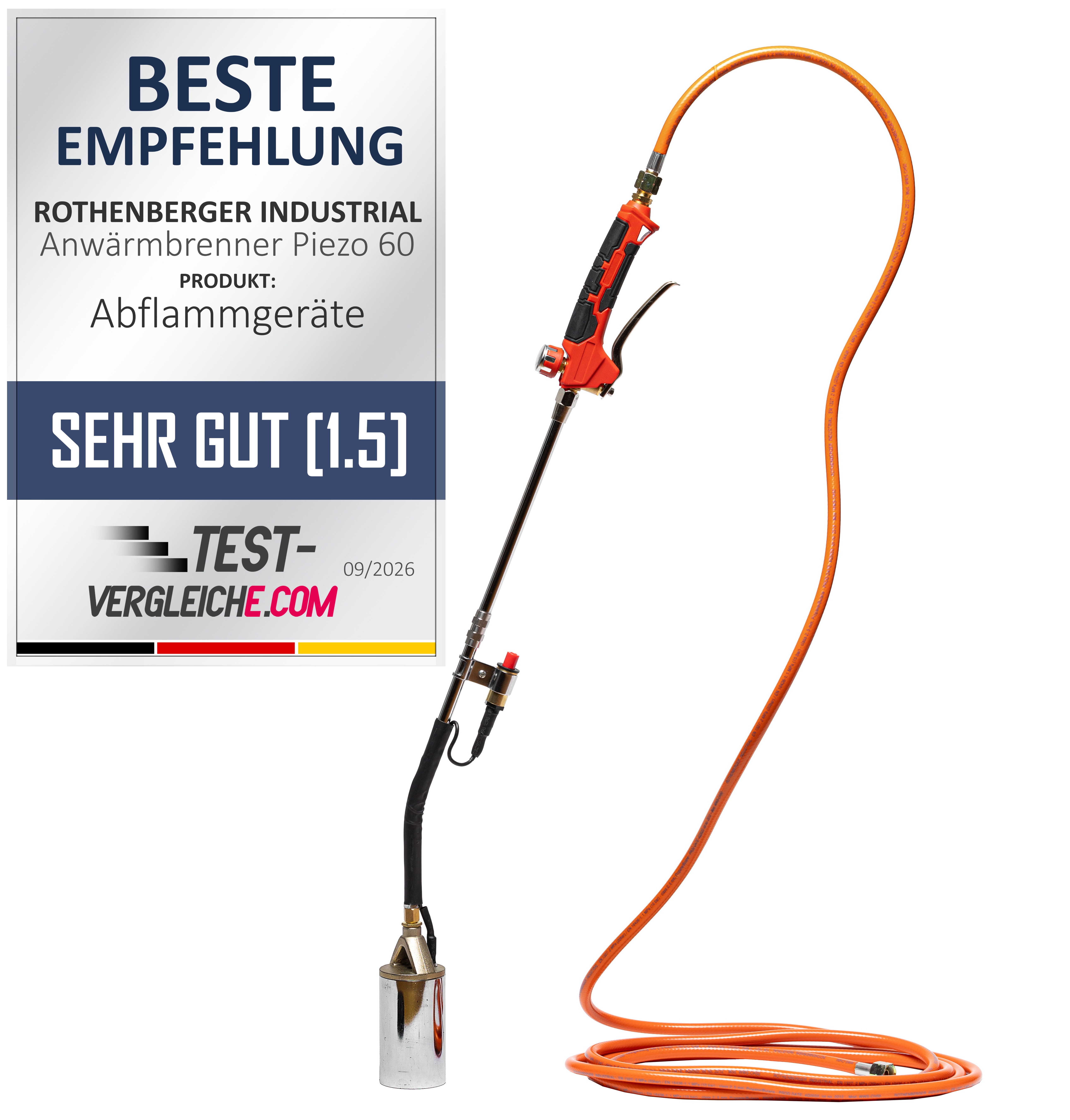 ROTHENBERGER Industrial Chalumeau de préchauffage 2 pièces ECO Piezo 5 m Tube propane Piezo-allumage FT jusqu'à 1 060°C - 1500004926