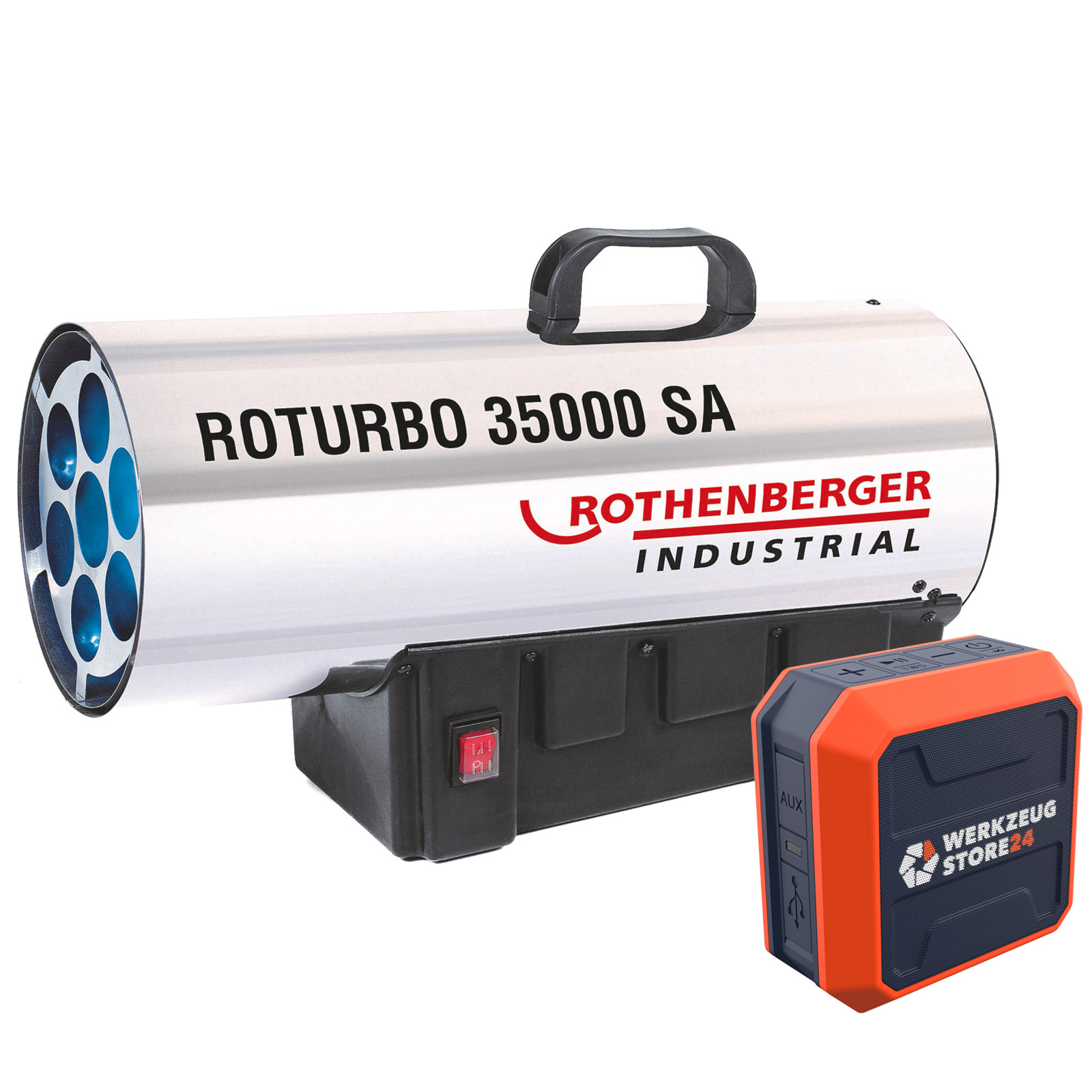 ROTHENBERGER Industrial Chauffage d'appoint ROTURBO 35000SA avec allumage piezo intégré incl. enceinte Bluetooth - 1500000364