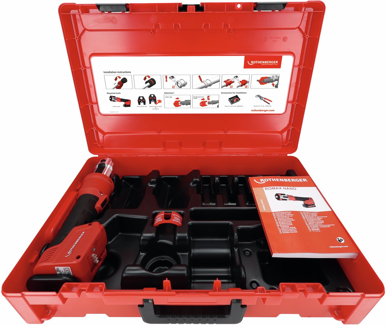 Machine à sertir ROMAX NANO CAS de ROTHENBERGER dans ROCASE 6414 sans batterie ni chargeur