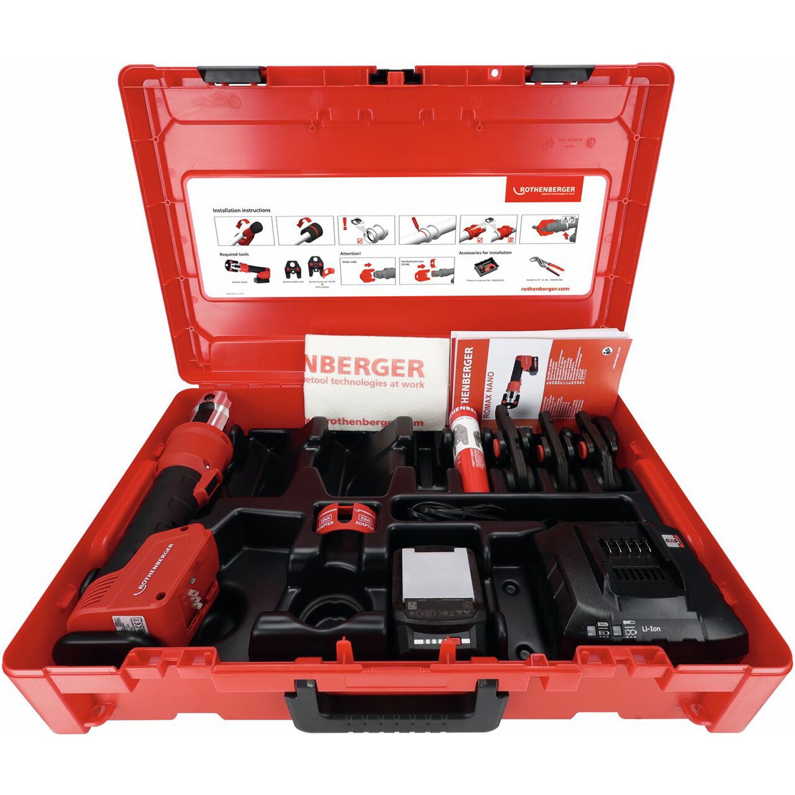 ROTHENBERGER Presse à sertir ROMAX NANO iJAWs incl. SV 15-22-28 mm + batterie CAS 2 Ah