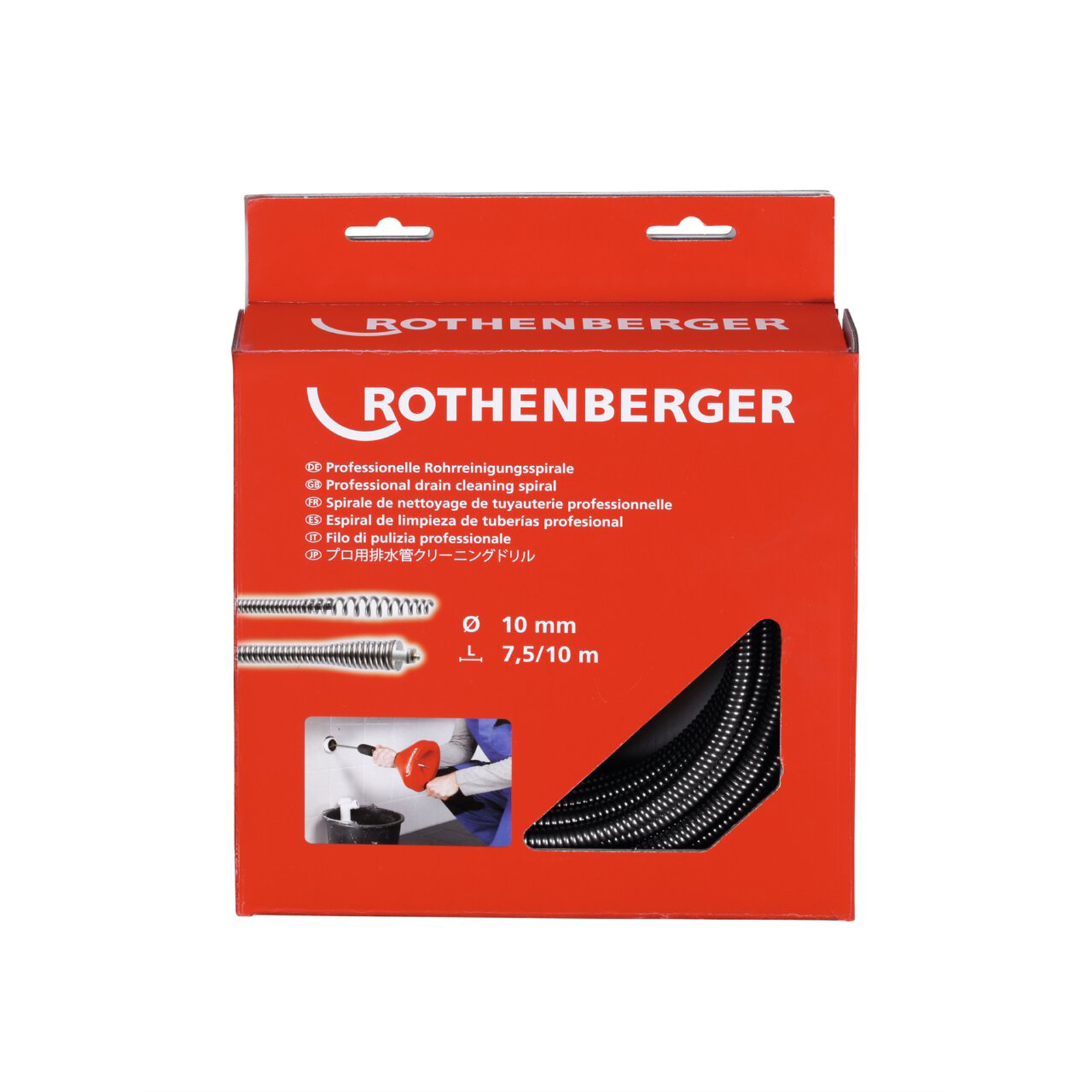 Spirale ROTHENBERGER 10 mm x 10 m avec tête en massue