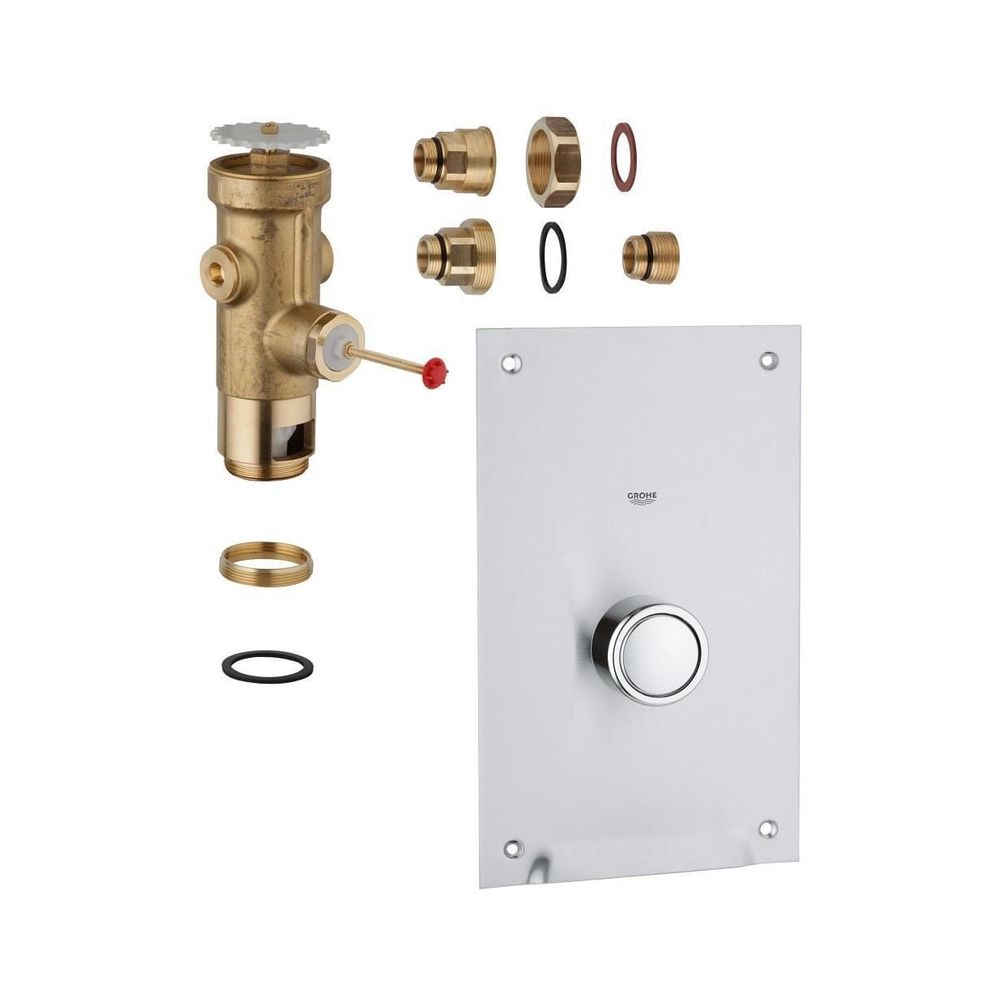 Robinet de chasse WC Grohe à encastrer DN 20, modèle 66304200, plaque de recouvrement en acier inoxydable