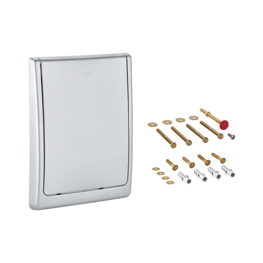 Plaque de recouvrement en finition chrome mat complète pour chasse d'eau à encastrer Grohe, 43179P00