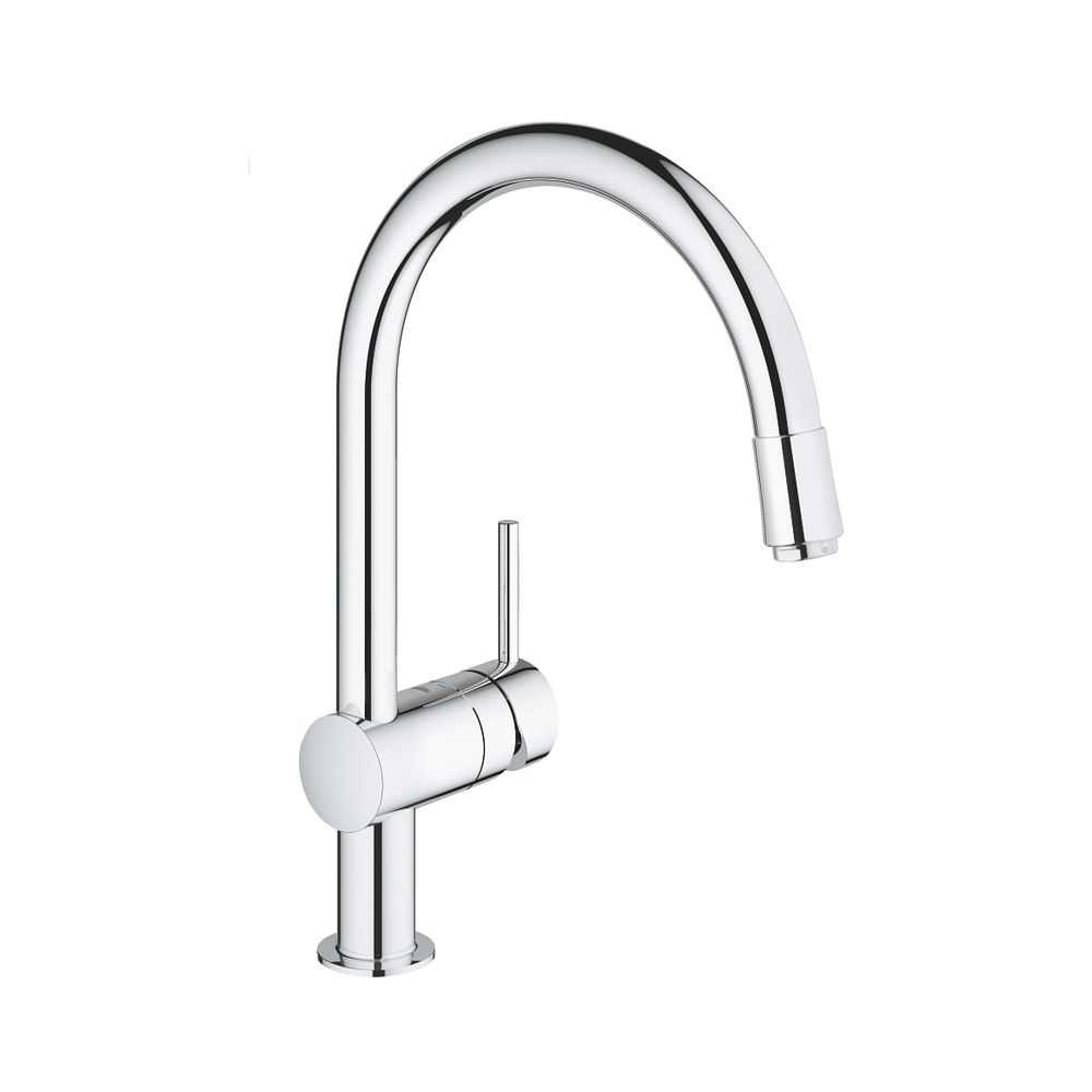 Mitigeur monocommande pour évier Minta, montage 1 trou, bec pivotant C extractible, sécurisé, 10,5 l/min, chromé