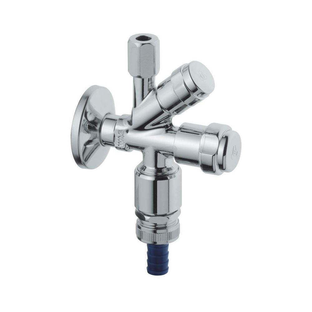 Grohe Original WAS Vanne d'arrêt combinée en angle, DN 15, montage mural, cartouche supérieure, dispositif de sécurité type HD, 3/8", chromé, 41082000