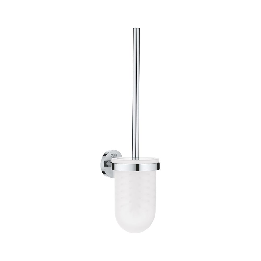 Garniture porte-brosse WC Grohe Essentials, fixation murale, verre/métal chromé