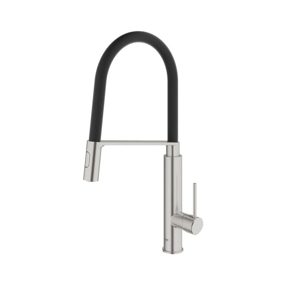 Robinet de cuisine Grohe Concetto, montage à un trou, pommeau extractible SpeedClean, finition Supersteel, référence 31491DC0