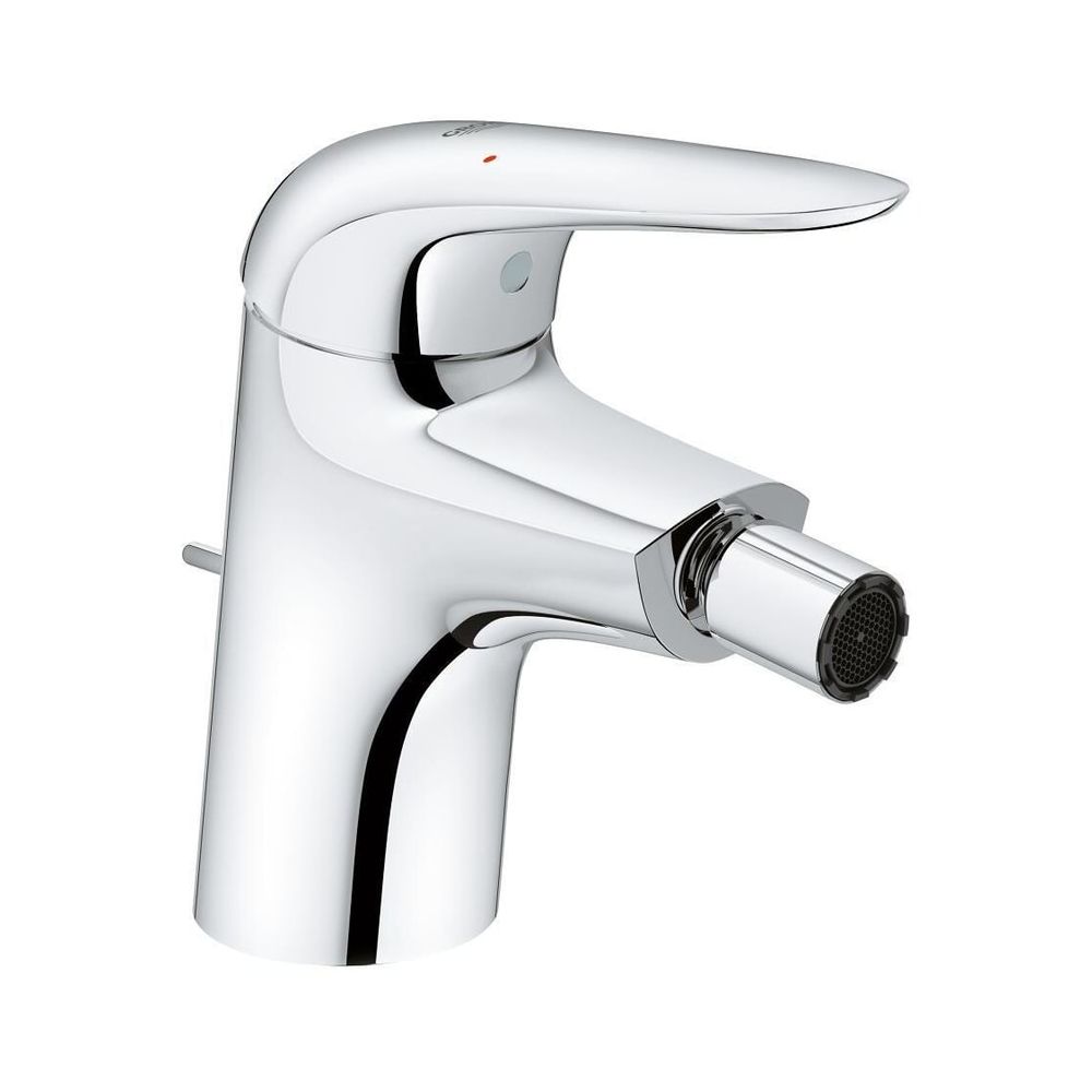 Robinetterie de bidet Grohe Eurostyle, montage à un trou, poignée métallique fermée, garniture de tige de vidange 1 1/4", chromé