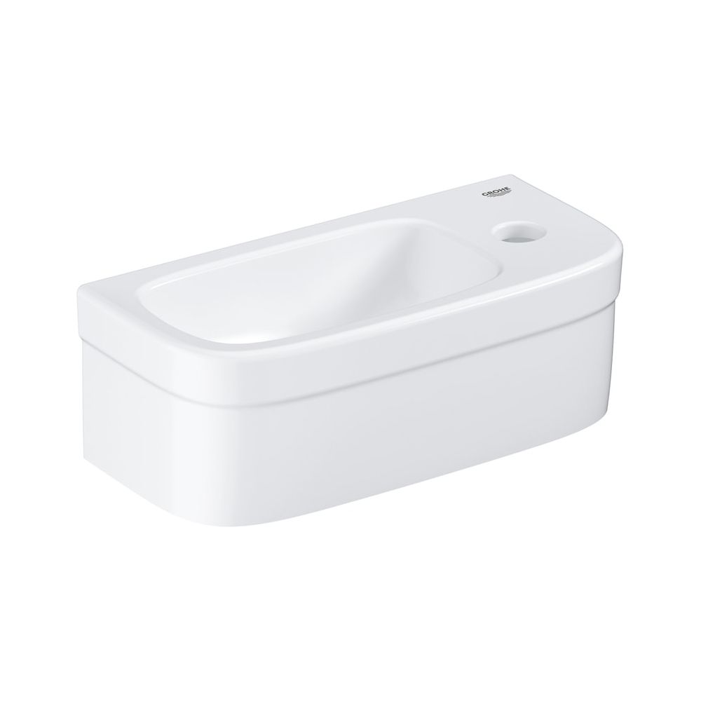 Lavabo mural Euro Keramik Grohe, 370 x 180 mm, 1 trou de robinet, céramique sanitaire, blanc alpin