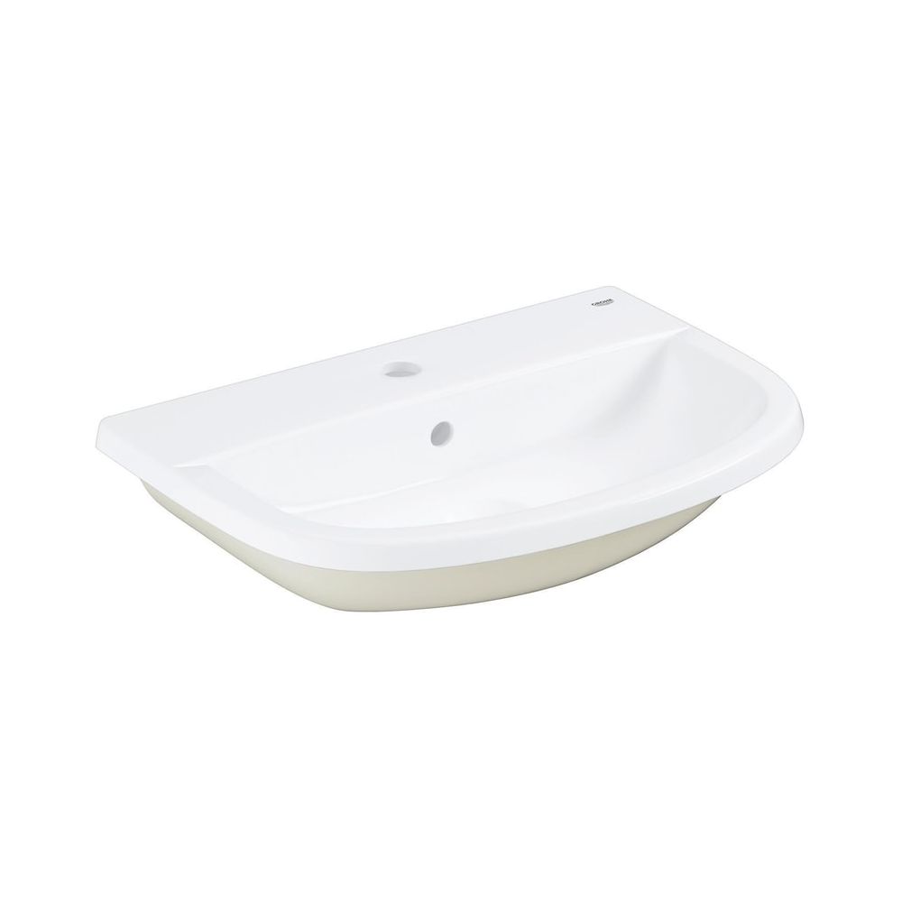 Grohe Bau Lavabo en céramique à encastrer, 560x400 mm, pose en dessus, 1 trou de robinetterie, avec trop-plein, céramique sanitaire, blanc alpin, 39422000