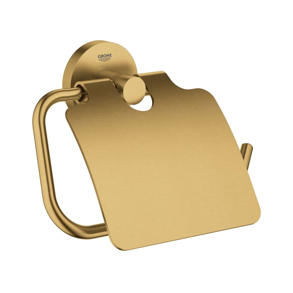 Support de rouleau de papier toilette Essentials avec couvercle cool sunrise brossé GROHE