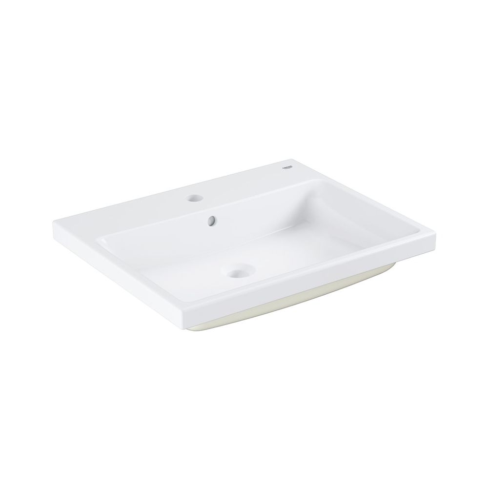 Grohe Cube lavabo céramique à encastrer, pose en dessus, 605x490mm, 1 trou de robinet, 2 pré-percés, PureGuard, blanc alpin, 3947900H