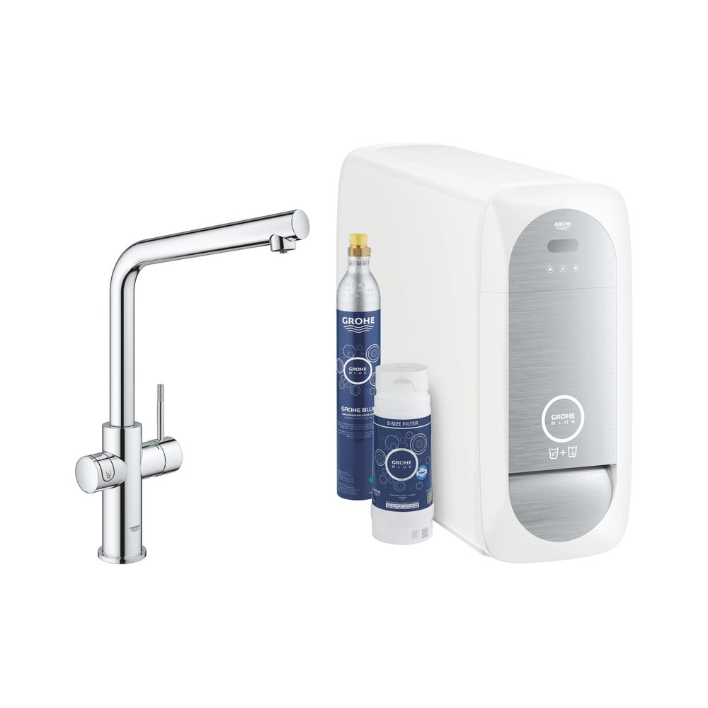 Grohe Blue Home Kit de démarrage, bec en L, montage à trou unique, chromé, 31454001