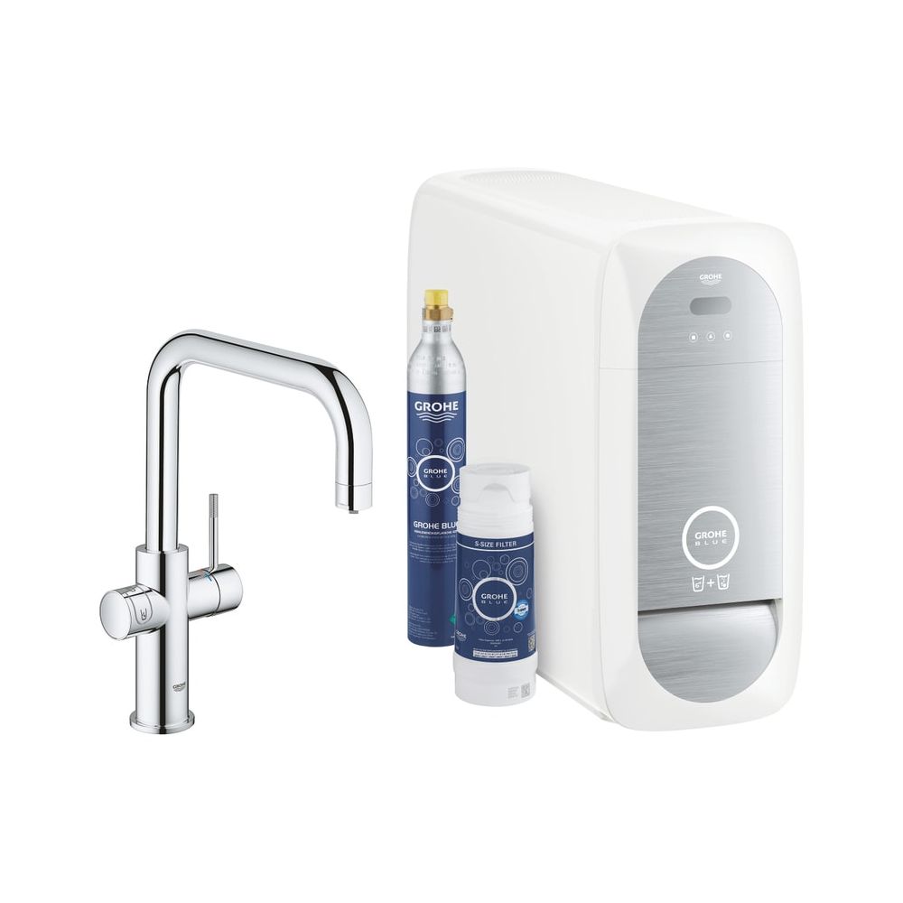 Kit de démarrage GROHE Blue Home, bec en U, montage à 1 trou, chromé, 31456001