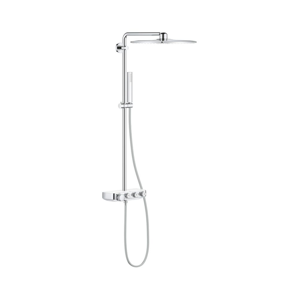 Système de douche Grohe Euphoria SmartControl 310 Cube Duo, avec mitigeur thermostatique encastré, montage mural, Chrome/Moon White