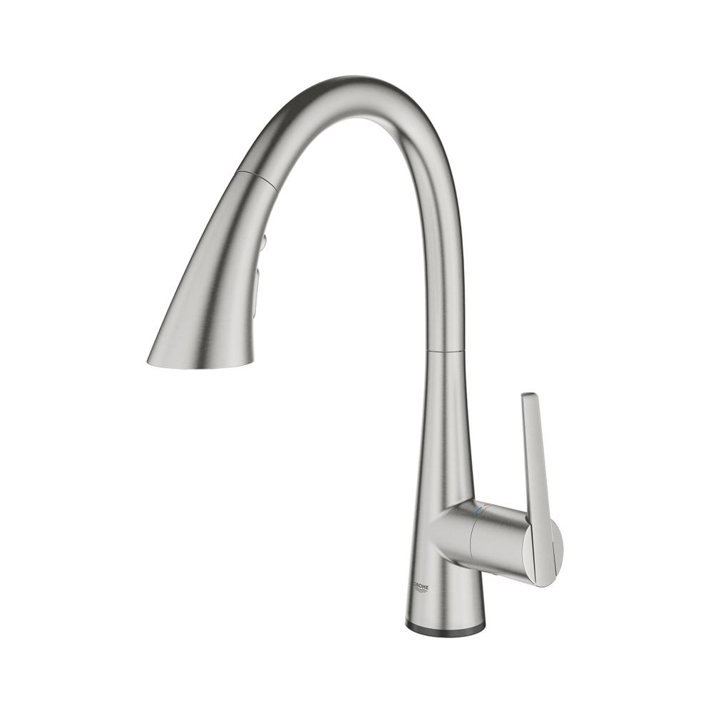 Robinetterie électronique de lavabo Grohe Zedra Touch, Supersteel, bec extractible, 3 modes de jet, 30219DC2