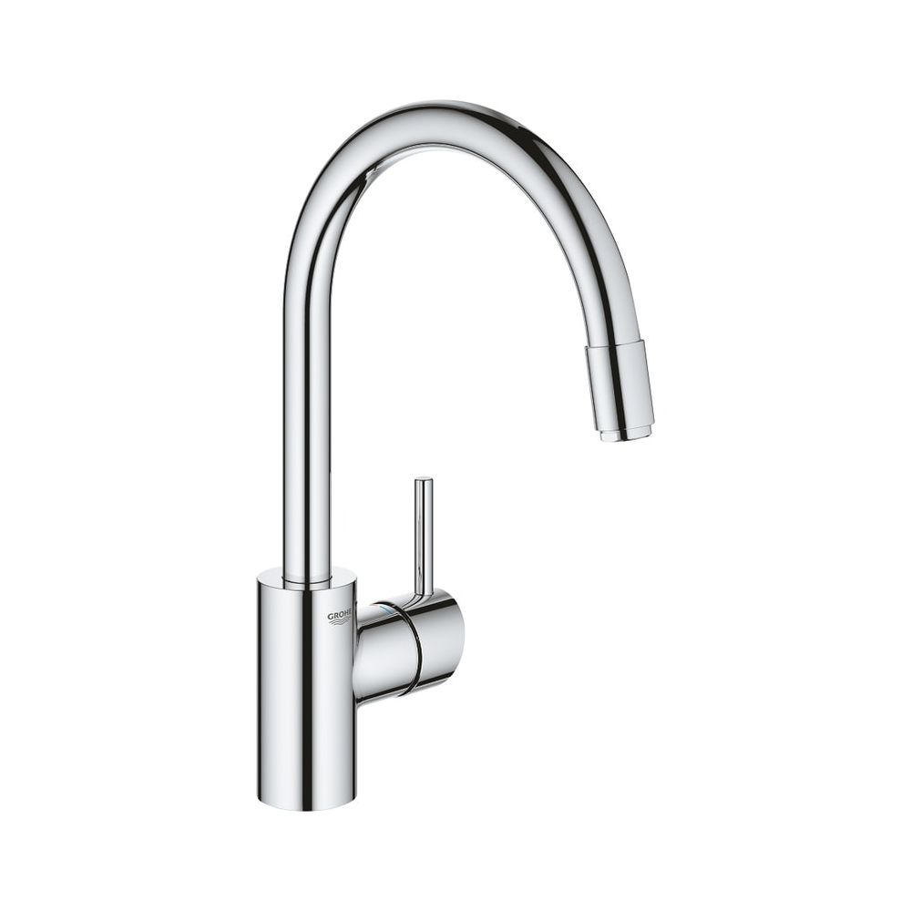 Robinetterie de cuisine Grohe Concetto, mitigeur monotrou, basse pression, bec haut, pommeau L extractible, finition chrome, 31212003
