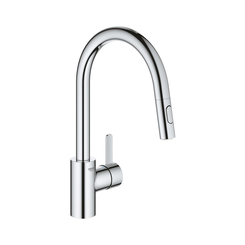 Robinetterie de cuisine Grohe Eurosmart Cosmopolitan à levier unique, montage à trou unique, pommeau de douche extractible double jet, bec haut, Chromé