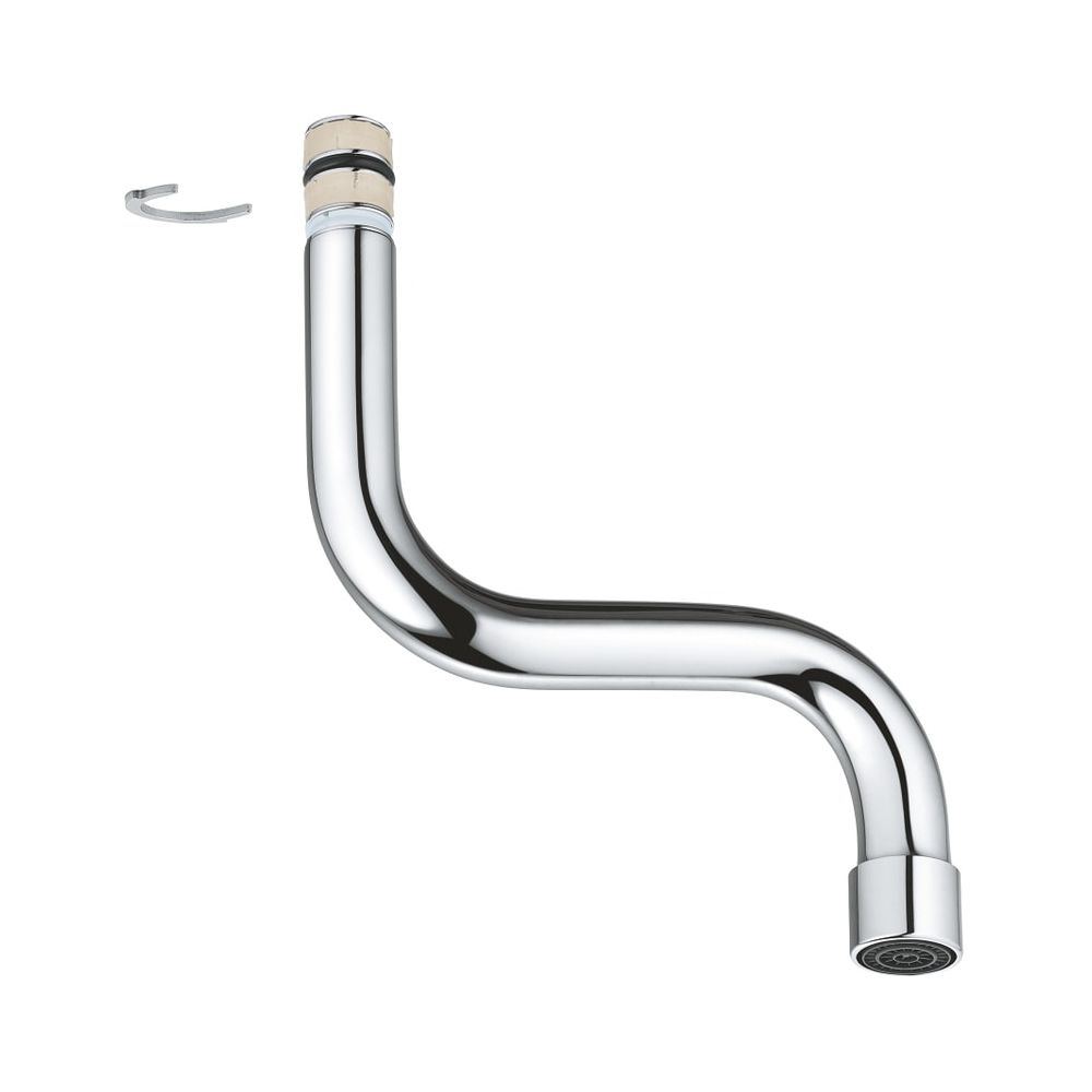 Sortie d'eau pivotante Grohe, portée 113 mm, pour mitigeur de robinet de lavabo Eurosmart montage mural, chromé, réf. 13385000