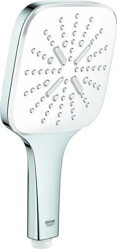 Pommeau de douche Rainshower SmartActive 130 Cube, platine moon white, 3 modes de jet, 8,5 l/min (à 3 bar), moon white/chrome