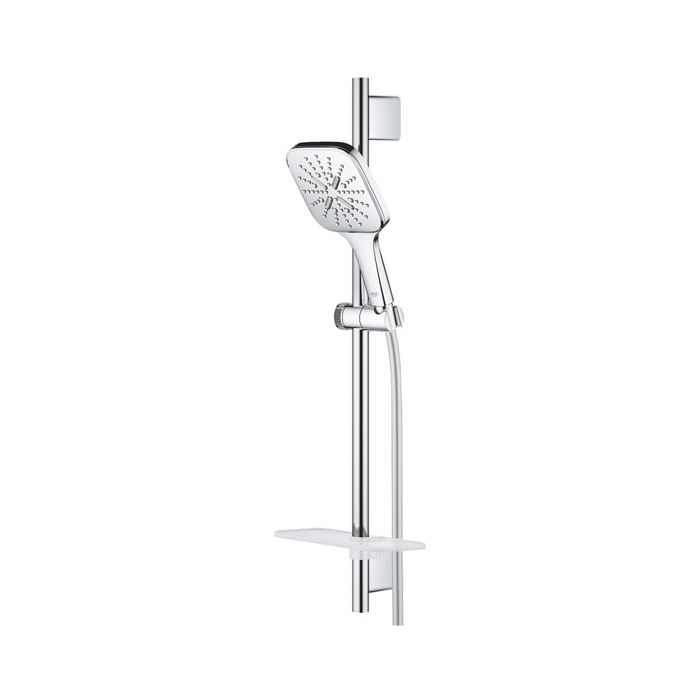 Set de colonne de douche Grohe Rainshower SmartActive 130 Cube, 600 mm, Silverflex 1750 mm, 3 modes de jet, débit 8,5 l/min, chromé