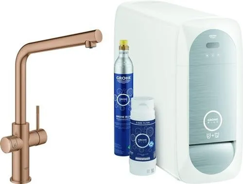 Grohe Kit de démarrage Blue Home 31454_1 Bluetooth/Wi-Fi bec en L, finition sunset chaud